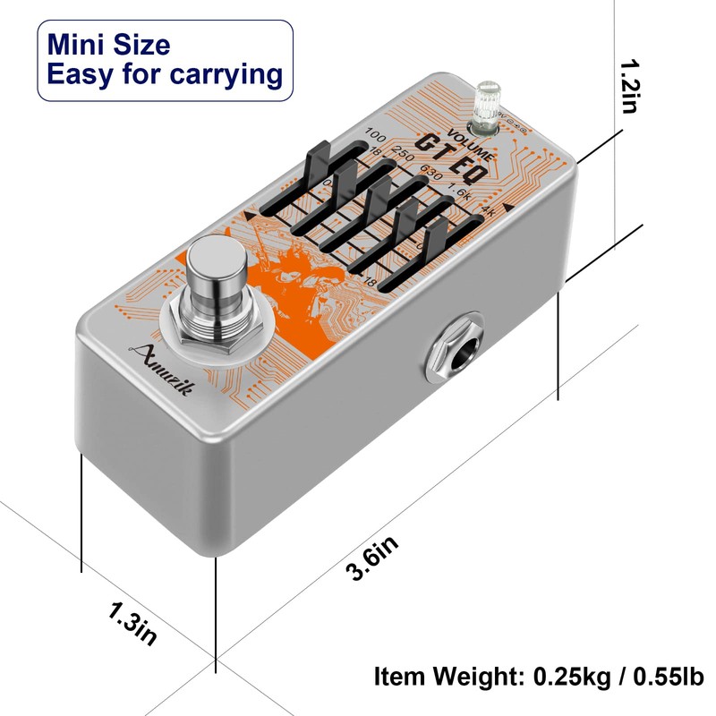 Amuzik Equalizer 5-Band EQ Guitar Pedal Parametric Equalizer Frequency Compensator