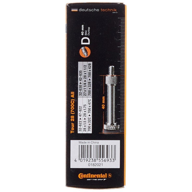 Continental Tour 28 All Bicycle Inner Tube - Black, 32/47-609/642
