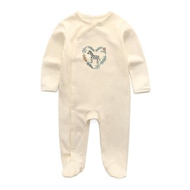 Ecojoy Baby Girls Boys Long Sleeve Printed Bodysuit Infant Foot Jumper Cotton One-Piece Romper 0-12 Months
