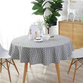 KTCINA Round Tablecloth 100cm Cotton Linen Tablecloth Rode Simple Nordic Style Washable Wrinkle-Free Decoration for Kitchen Dining Table (Grey, 100cm)