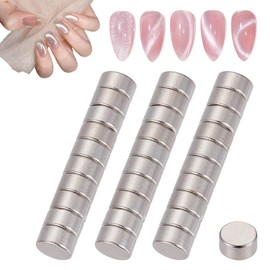 NICENEEDED 30 PCS Cat Eye Magnet, Round Small Magnet for Nails Art Cat Eye Gel Nail Polish Magnet Tools, Magnets Sticks Tools for Cat Eye Nails Art Polish