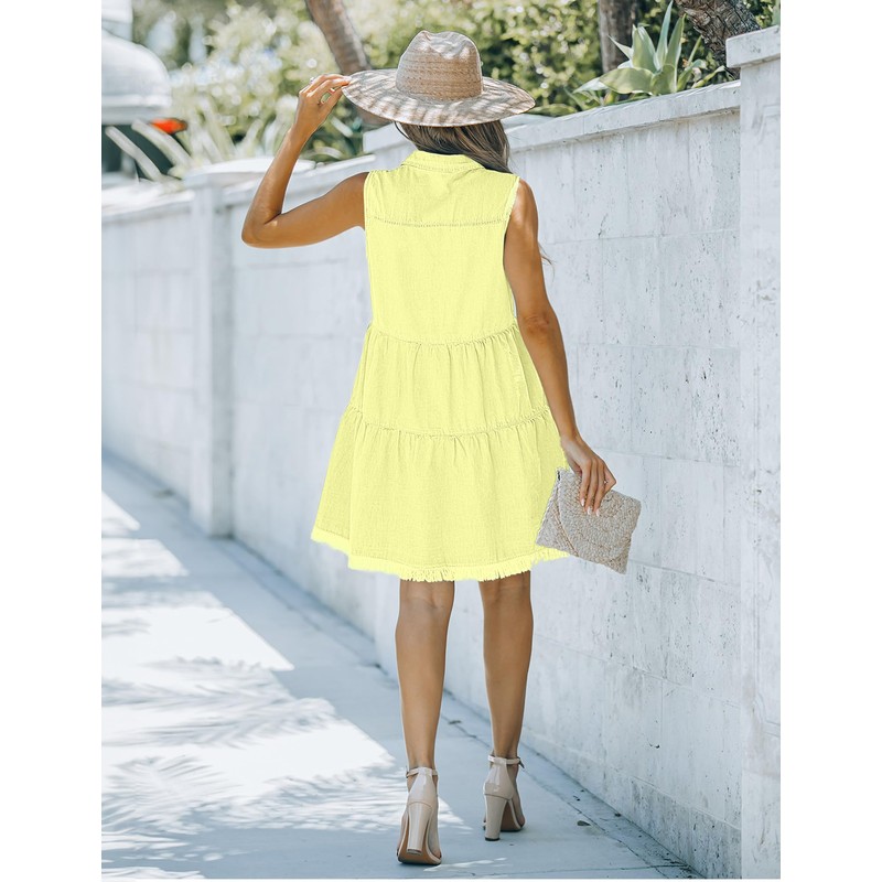 Luvamia Summer Dresses for Women - Denim Dress in Lime