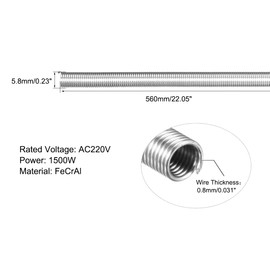 sourcing map Heating Element Coil Wire AC220V 1500W / AC110V 375W Kiln Furnace Heater Wire 5.8mm*560mm 5PCS