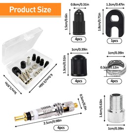Presta Valve Core Replacement Set, AOBETAK 15 Pcs Tubeless Bicycle Valve Adapter Universal Valve Core Lock Brass Presta Valve Core Remover and Plastic Caps Rim Nuts Kit for Road and MTB Bike