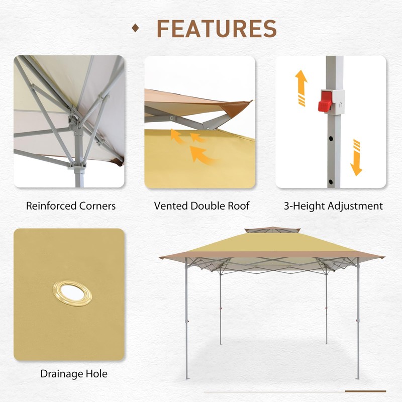 EAGLE PEAK 12x12 Pop up Canopy Tent, Easy Set up