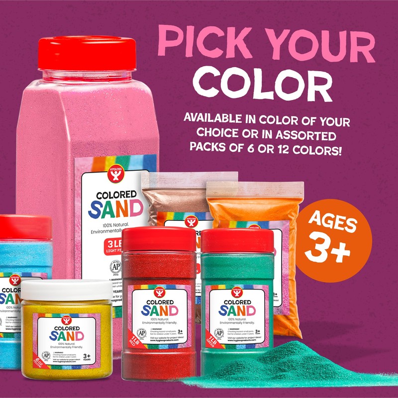 Hygloss Products, Colored Craft Sand in No-Mess Bottle, 1-Lb. Light