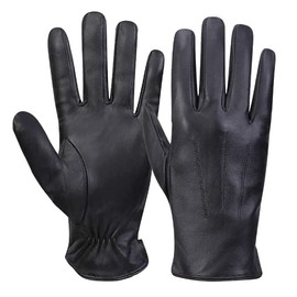 MGGMOKAY Mens Winter Sheepskin Leather Gloves Warm Cashmere Lined Driving Gloves,Black,L