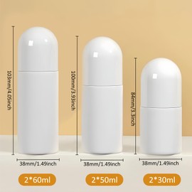 Azonelife 6 Stück Kunststoff Weiß Leere Nachfüllbare Kunststoff Roll On Flasche, Aromatherapie Leer Roll-on Flaschen mit Rollenkugel Reise Auslaufsicher Roller Ball Container, 30ml/50ml/60ml