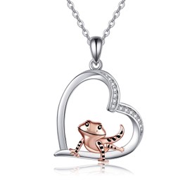 UCADRIT Bearded Dragon Necklace Sterling Silver Bearded Dragon Pendant Necklace Bearded Dragon Jewelry Lizard Gifts for Women