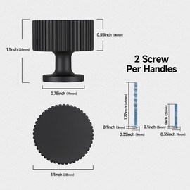 FAPUAL 6 Pack Matte Black Cabinet Knobs for Kitchen Cabinets and Dresser Drawers，Round Single Hole Hardware Handles Pulls，Cupboard Drawer Knob