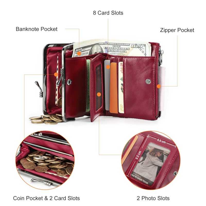 Contacts Women's RFID Wallet, Coin Purse, Card Slot, Large Capacity,