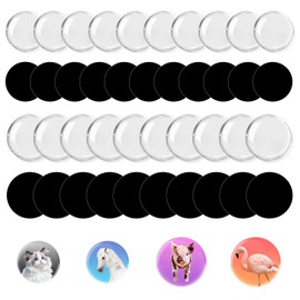 48 Stück Magnete für Kühlschrank mit 48 Magnet Aufkleber, 25mm/30mm Runde Magnetscheiben, Selbstklebend Glas Cabochon Magnet, Fotomagnete Selbst Gestalten Rund, für DIY Whiteboard Kühlschrank Wand