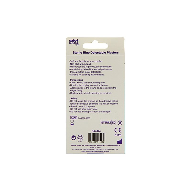 Safe & Sound 20 Blue Detectable Plasters