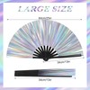 Grevosea Large Folding Hand Rave Fan, 13" Glitter Holographic Rave