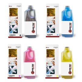 Laser Tek Services Compatible Toner Refill Kit Replacement for Okidata 41963604 41963603 41963602 41963601 Works with Okidata C9000 C9200 C9300 C9400 Printers (Black, Cyan, Magenta, Yellow, 4 Pack)