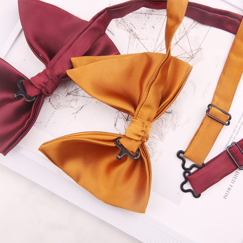 WANYING Men's Oversized Bow Tie Large Bowtie with Hook Closure