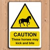 Warning Horses Lick And Bite Safety Sign Aluminium Rustproof Livery