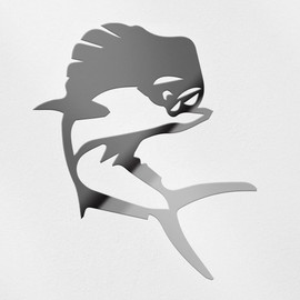 Decal Stickers of Mahi Mahi Swimming (Metallic Silver) (Set of 2) Premium Waterproof Vinyl Decal Stickers for Laptop Phone Accessory Helmet Car Window Mug Tuber Cup Door - BICVER1527272SIW19Y24