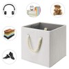 i BKGOO Foldable Storage Cube Bins Beige-White Bamboo Fabric Collapsible