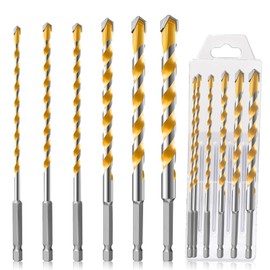 CYLBAQ Carbide Tips Drill Bit Set Hex Shank, 6PCS 160mm Length Carbide Tipped Hammer Drill Multi Construction Drill Driver Bits for Metal, Block, Brick, Soft Tile, Wood, Plastic(4.5.6.8.10.12mm)