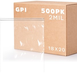 GPI - 18" X 20" Extra Large Reclosable Zip Bags - Case Of 500 - 2 Mil Thick, Clear Plastic Zipper Lock Bags, Strong & Durable Resealable Poly Baggies For Clothing, Travel, Storage & Packaging.