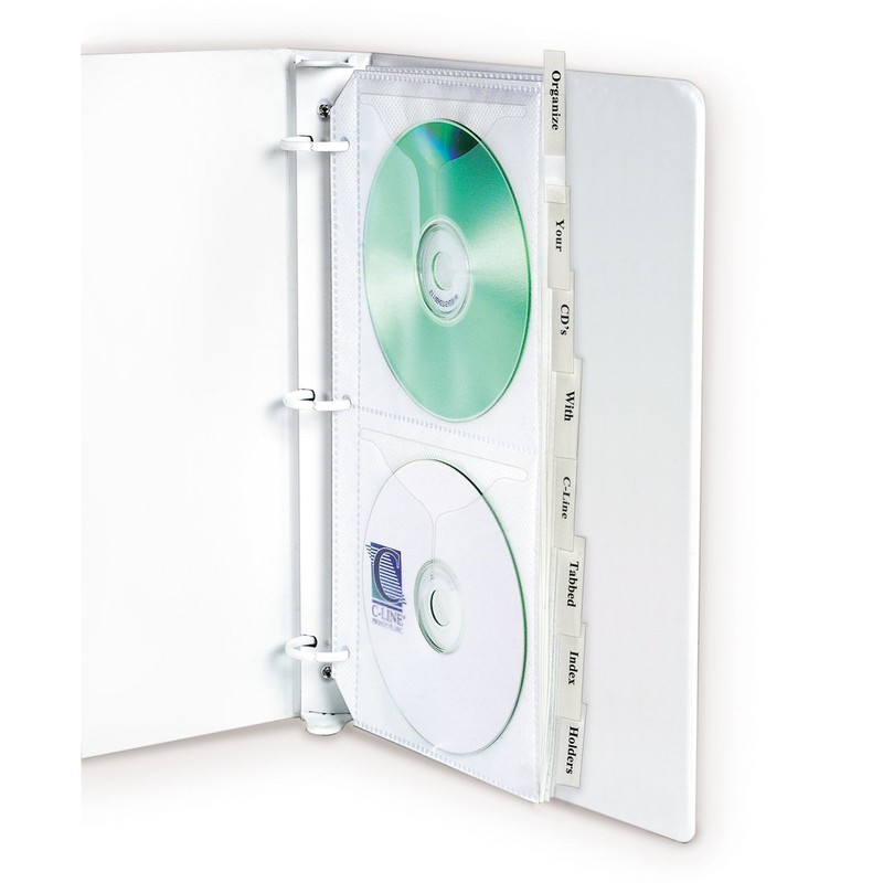 C-Line Deluxe CD Ring Binder Storage Pages with Index Tabs,