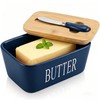 Large Butter Dish with Lid, Porcelain Butter Container with Spreader
