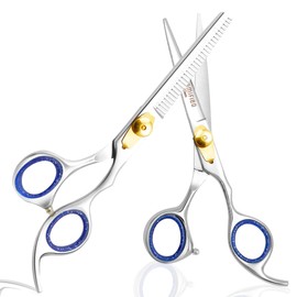 Glamified Hair Dressing Scissors 6" Barber Scissor Set | Professional Barber Hair Cutting Scissor | Hair Scissor Thinning Shear | Hair Cutting Shears Men, Women