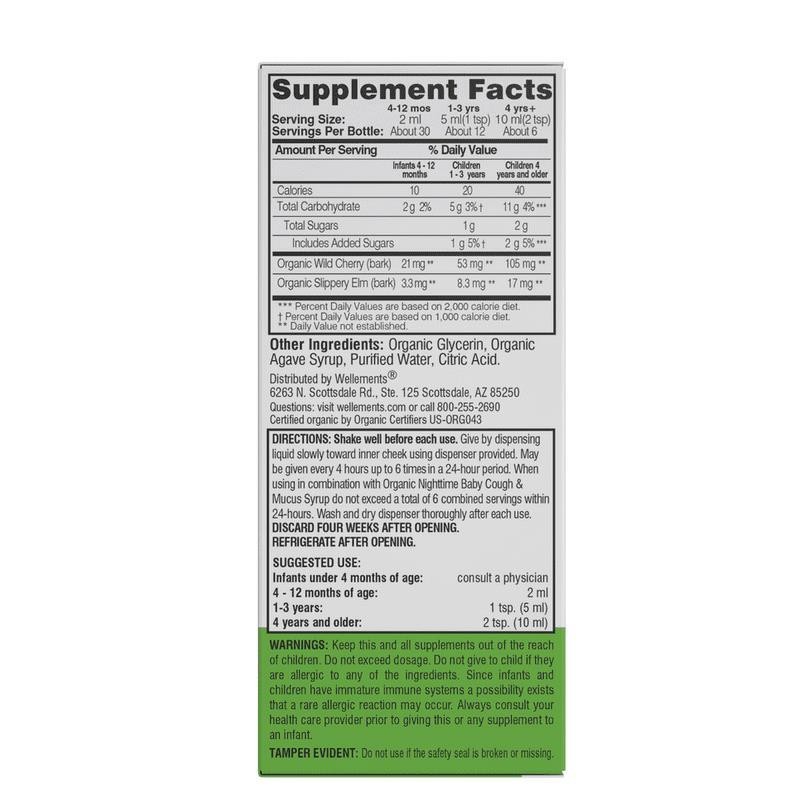 Wellements Organic Baby Cough and Mucus Syrup, 2 fl oz