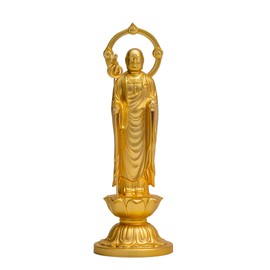 Buddha Statue Ksitigarbha Ksitigarbha 4.1 inches (10.5 cm) (Gold Plated/24K Gold) Buddha Statue: Shuun Makita Prototype _"Pray for Safe Delivery and Child Raising Guardians" Takaoka Copperware