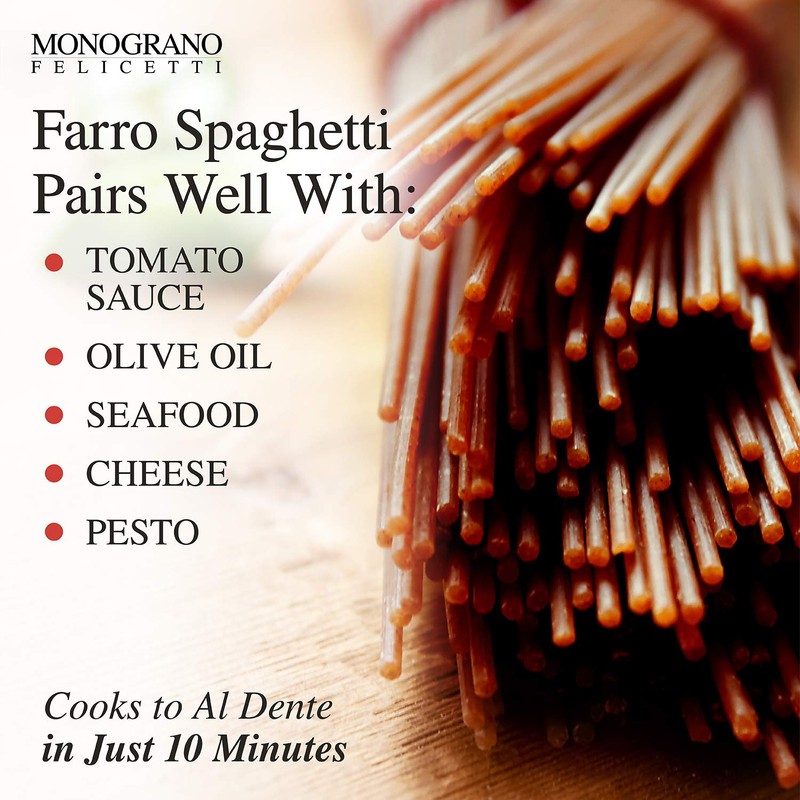 Monograno Felicetti Farro Spaghetti Pasta Italian Organic Non-GMO 17.6oz (500g)