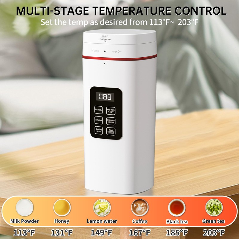 Travel Electric Kettle Portable 304 Stainless Steel LED Display Temperature