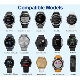 Kompatible 2 in 1 Ladegerät mit Garmin Vivoactive 3 4 / Fenix 5 5S 5X Pro/ 6 6S 6X Pro / 7 7S 7X / Forerunner 935, Nylon geflochtene Uhrenladestation, USB-C Kabel 3,93 Fuß 120 cm