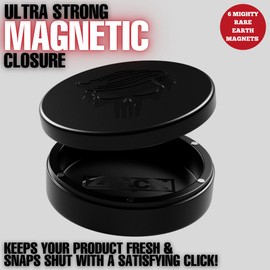 ZPACK Magnetic Metal Can, Holder, Metal Container, Carved Tin with Magnetic Closure, Aluminum Container, Slim Pouch Can, Gift For Him (Black)