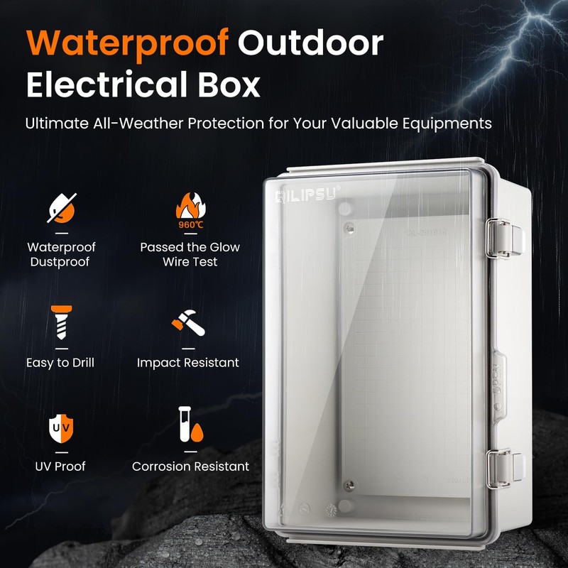 QILIPSU UL94-V0 Outdoor WiFi Enclosure 13.8"x9.9"x5.9" Waterproof Electrical Junction Box