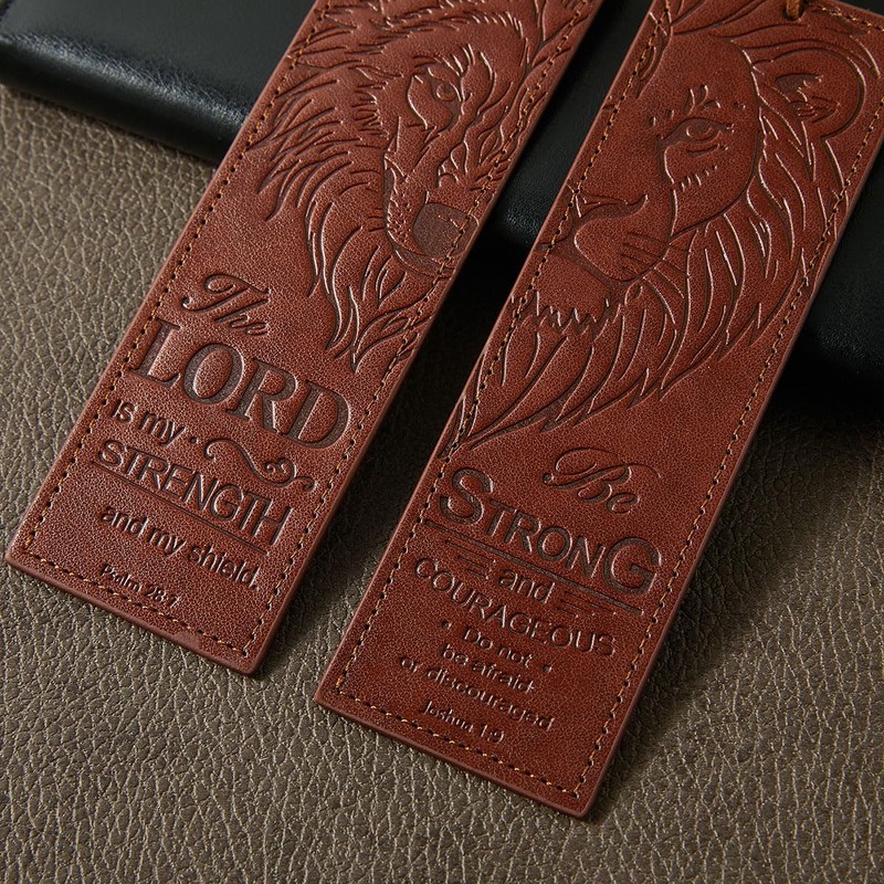 2 Pcs Wolf Lion Leather Bible Bookmark, Christian Bookmarks Gifts