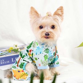 Dosuyi Dog Pajamas Spring Summer Pet Clothes for Small Dogs Girl Boy Soft Stretchy Puppy Clothes Cat Pjs Pet Jammies Outfit (Blue Dinosaur, X-Small)