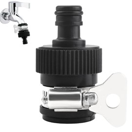 Universal Tap Connection, Garden Hose Pipe Adapter, Indoor Tap Connection, 14-22 mm Mixer Round Tap Adapter, Threadless Kitchen Taps, Adjustable Stainless Steel Cuff