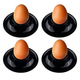 Lot de 4 en coquetiers TERRARIDE Black Egg Cups Set of 4 High Quality Plastic Shatterproof Food Grade Egg Holder Stackable Dishwasher Safe with Practical Shelf