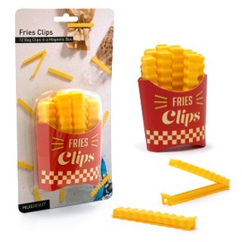 Peleg Design - French Fries Clips | 12 Delicious French Fries Bag Clips for Sealing Open Food Packaging | Funny Bag Clips for Food in Magnetic Box