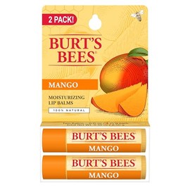 Burt's Bees 100% Natural Moisturizing Lip Balm, Mango with Beeswax & Fruit Extracts - 2 Tubes
