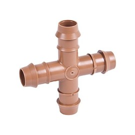 USA MADE - 25-PACK - 1/2" Barbed Drip Tubing Adapter Cross TEE Threaded Fitting MNPT (17mm .600 ID Insert Cross)