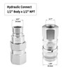 GLOCRORET 1/2’’ NPT Flat Face Hydraulic Quick Couplers Set Compatible