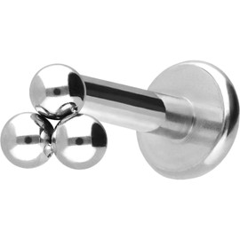 PIERCINGLINE Titanium Labret Stud Internal Thread | 3 Balls | Piercing Ear Lip Nose | Choice of Colours and Sizes, Titanium