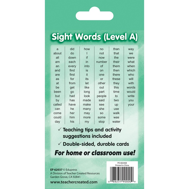 Teacher Created Resources Sight Words Flash Cards - Level A