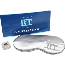 Travel Sleep Mask, Ultra Soft Satin Adjustable Eye Mask with Ear Plugs in Hard Travel Case