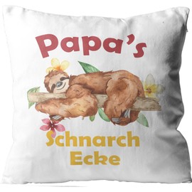 WarmherzIch Papas Schnarchecke Cushion Cover without Filling 45 cm Cotton Cushion Cover Gift Dad Sofa Couch Sloth