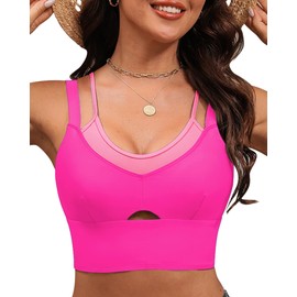 GRAPENT Bikini top Full Coverage Cruise Outfits 2025 Womens Tankini Swimwear Sporty Women's Resort Wear Vacation Clothes Color Pink Block Large Size 12 to 14