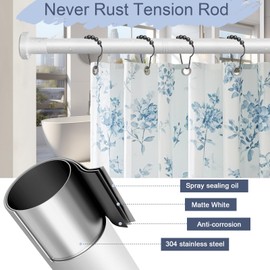 YNL White Shower Curtain Rod 32-94 Inch(2.7-7.8ft), Non-Slip, Never Rust, Stainless Steel No Drill Spring Tension Shower Rod, Adjustable Long Curtain Rod for Bathroom Window Patio