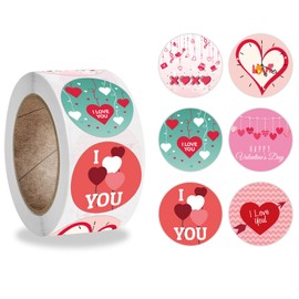 500 Pcs I Love You Valentine's Sticker, Valentines Day Stickers, Valentines Heart Tag Stickers, Love Heart Stickers, Valentines Label Heart Stickers for Craft Envelopes Box Gift Party Cards